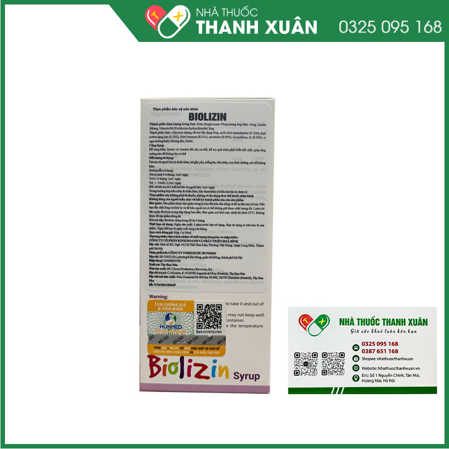 Biolizin giúp tăng cường đề kháng, hỗ trợ tiêu hóa giúp bé ăn ngon